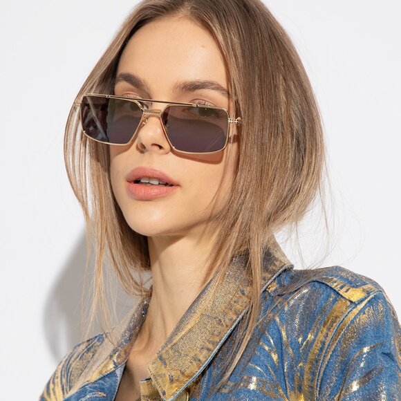 Valentino Women Sunglasses Gold Brown Gradient Mirror Pilot V-SEI VLS 111B 58 - Picture 2 of 14